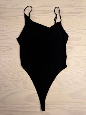 Pull & Bear Black Asymmetrical Cowl Neck Bodysuit